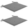 Chaises de jardin lot de 2 et coussins gris Bois de teck massif 