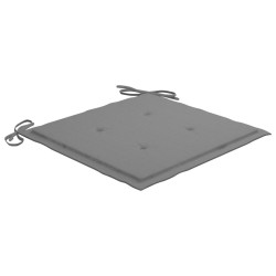 Chaises de jardin lot de 2 et coussins gris Bois de teck massif 