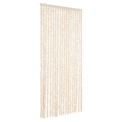 Rideau anti-mouches beige et blanc 56x200 cm chenille 