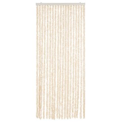 Rideau anti-mouches beige et blanc 56x200 cm chenille 