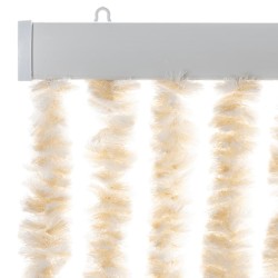 Rideau anti-mouches beige et blanc 56x200 cm chenille 