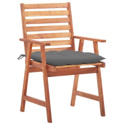 Chaises à manger d'extérieur lot de 2 et coussins Acacia massif 