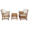 Salon de jardin 4 pcs avec coussins Bois d'acacia solide 