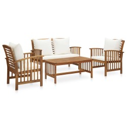 Salon de jardin 4 pcs avec coussins Bois d'acacia solide 