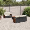 Salon de jardin 6 pcs avec coussins noir résine tressée 