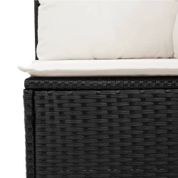 Salon de jardin 6 pcs avec coussins noir résine tressée 