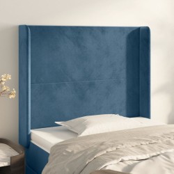 Tête de lit avec oreilles Bleu foncé 103x16x118/128 cm Velours 