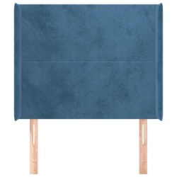 Tête de lit avec oreilles Bleu foncé 103x16x118/128 cm Velours 