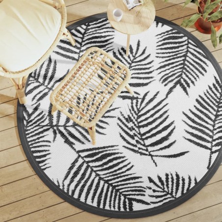 Tapis d'extérieur ARAKIL blanc et noir Ø160 cm PP 