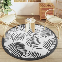 Tapis d'extérieur ARAKIL blanc et noir Ø160 cm PP 