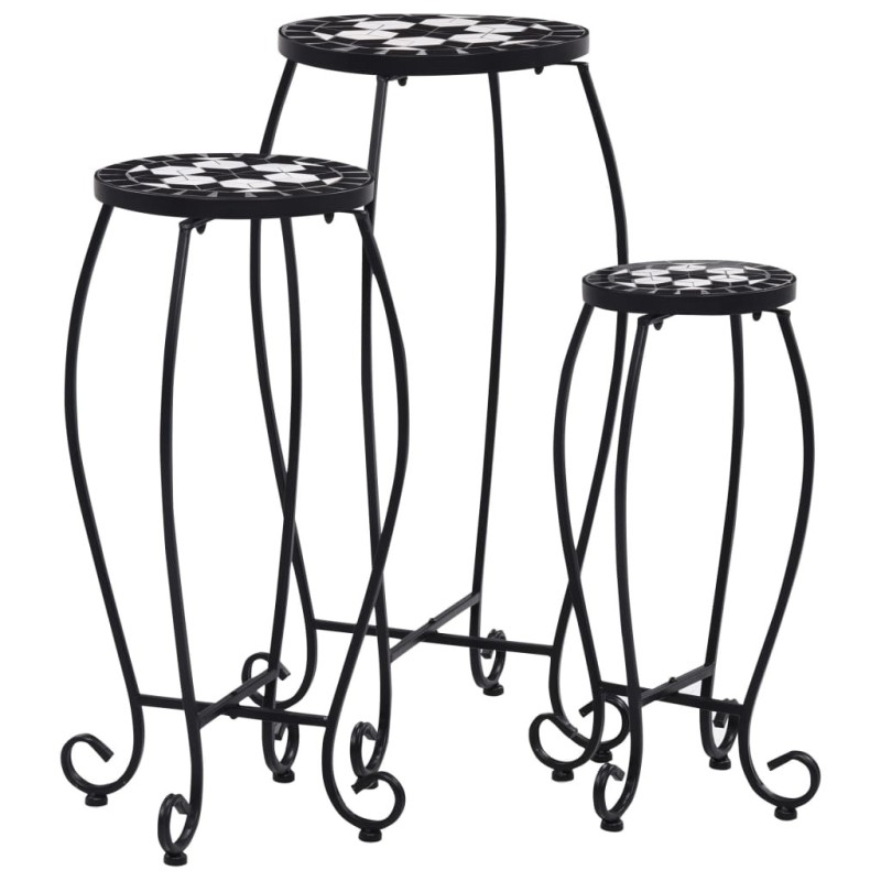 Tables mosaïque 3 pcs noir et blanc Céramique 