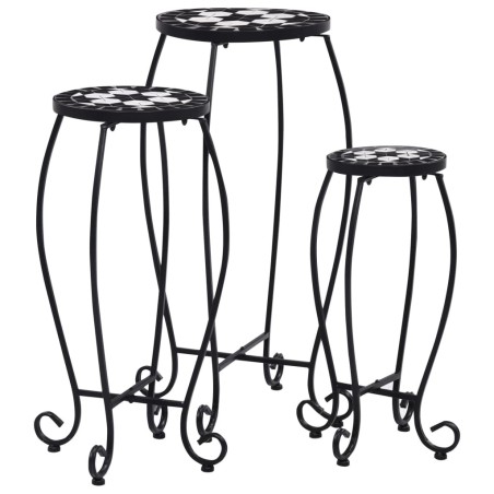 Tables mosaïque 3 pcs noir et blanc Céramique 