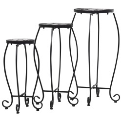 Tables mosaïque 3 pcs noir et blanc Céramique 