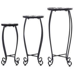 Tables mosaïque 3 pcs noir et blanc Céramique 