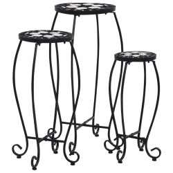 Tables mosaïque 3 pcs noir et blanc Céramique 