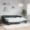 Lit de jour avec gigogne et matelas vert foncé 90x200cm velours 