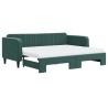 Lit de jour avec gigogne et matelas vert foncé 90x200cm velours 