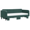 Lit de jour avec gigogne et matelas vert foncé 90x200cm velours 