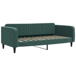 Lit de jour avec gigogne et matelas vert foncé 90x200cm velours 