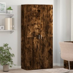 Armoire à chaussures chêne fumé 80x39x178 cm bois d'ingénierie 