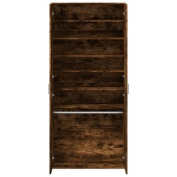 Armoire à chaussures chêne fumé 80x39x178 cm bois d'ingénierie 