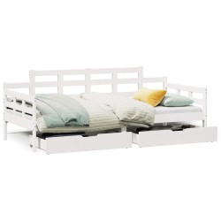 Lit de jour et tiroirs sans matelas blanc 90x200 cm bois massif 