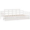 Lit de jour et tiroirs sans matelas blanc 90x200 cm bois massif 