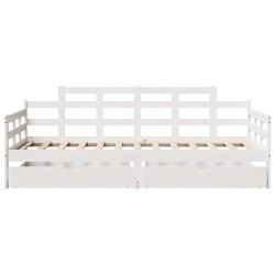 Lit de jour et tiroirs sans matelas blanc 90x200 cm bois massif 