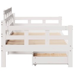 Lit de jour et tiroirs sans matelas blanc 90x200 cm bois massif 