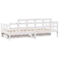 Lit de jour et tiroirs sans matelas blanc 90x200 cm bois massif 