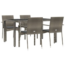 Ensemble à manger de jardin 5 pcs coussins gris résine tressée 