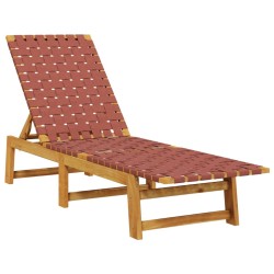 Chaises longues lot de 2 avec table rouge bois massif d'acacia 