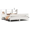 Lit bibliothèque sans matelas blanc 200x200 cm bois pin massif 
