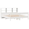 Lit bibliothèque sans matelas blanc 200x200 cm bois pin massif 