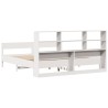 Lit bibliothèque sans matelas blanc 200x200 cm bois pin massif 