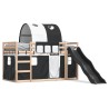 Lit superposé sans matelas avec toboggan blanc noir 90x200 cm 