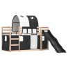 Lit superposé sans matelas avec toboggan blanc noir 90x200 cm 