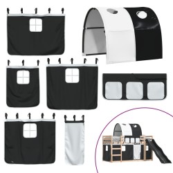 Lit superposé sans matelas avec toboggan blanc noir 90x200 cm 
