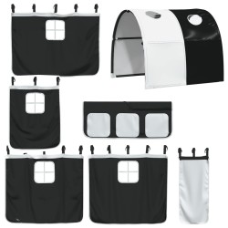 Lit superposé sans matelas avec toboggan blanc noir 90x200 cm 