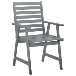 Chaises à manger d'extérieur lot de 3 et coussins Acacia massif 