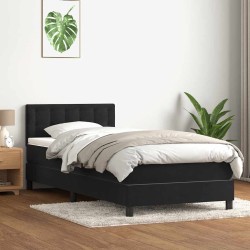 Sommier à lattes de lit avec matelas noir 100x210 cm velours 