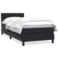 Sommier à lattes de lit avec matelas noir 100x210 cm velours 
