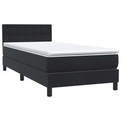 Sommier à lattes de lit avec matelas noir 100x210 cm velours 