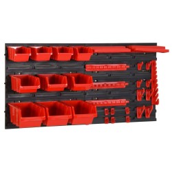 Ensemble d'étagères d'atelier 35 pcs Rouge et noir 77x39 cm PP 