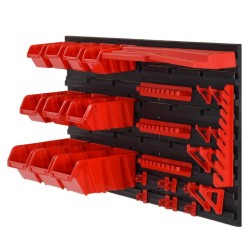 Ensemble d'étagères d'atelier 35 pcs Rouge et noir 77x39 cm PP 