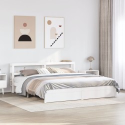Cadre de lit avec tête de lit sans matelas blanc 200x200 cm 