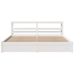 Cadre de lit avec tête de lit sans matelas blanc 200x200 cm 
