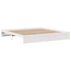 Cadre de lit avec tête de lit sans matelas blanc 200x200 cm 
