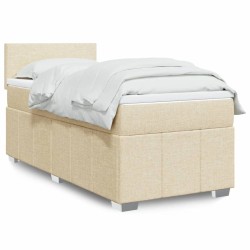 Sommier à lattes de lit avec matelas Crème 100x200 cm Tissu 