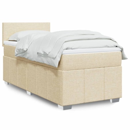 Sommier à lattes de lit avec matelas Crème 100x200 cm Tissu 